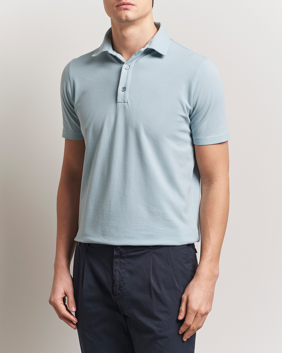 Herr | Pikéer | Zanone | Soft Cotton Piquet Polo Light Blue