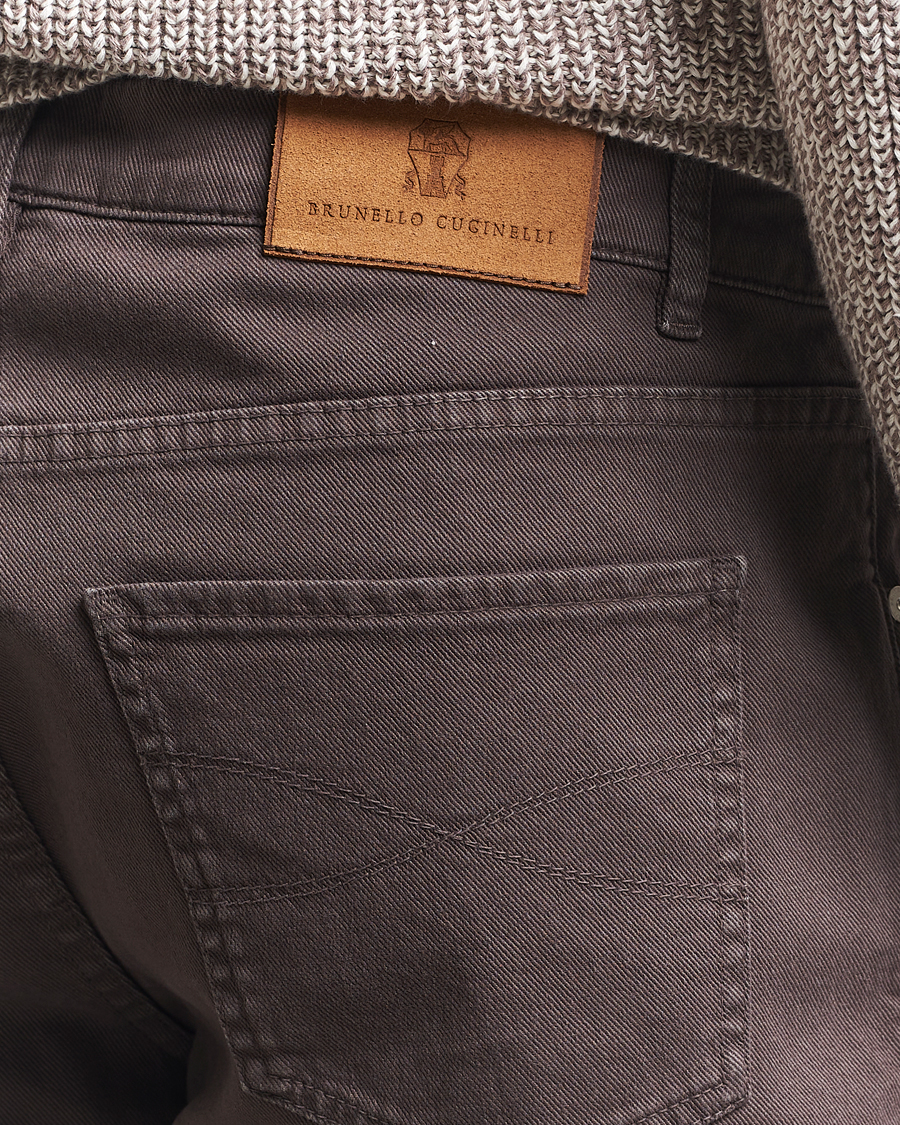 Herr | Byxor | Brunello Cucinelli | Slim Fit Bull Denim Pants Dark Brown