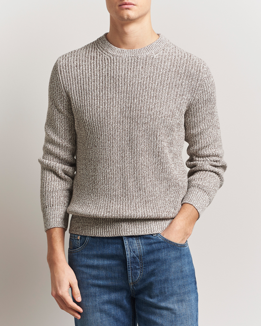 Herr | Tröjor | Brunello Cucinelli | Melange Rib Sweater Beige
