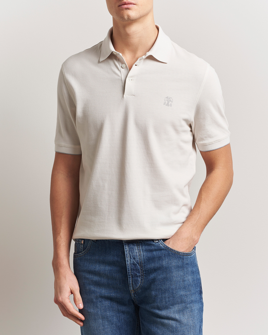 Herr | Pikéer | Brunello Cucinelli | Short Sleeve Logo Polo Off White