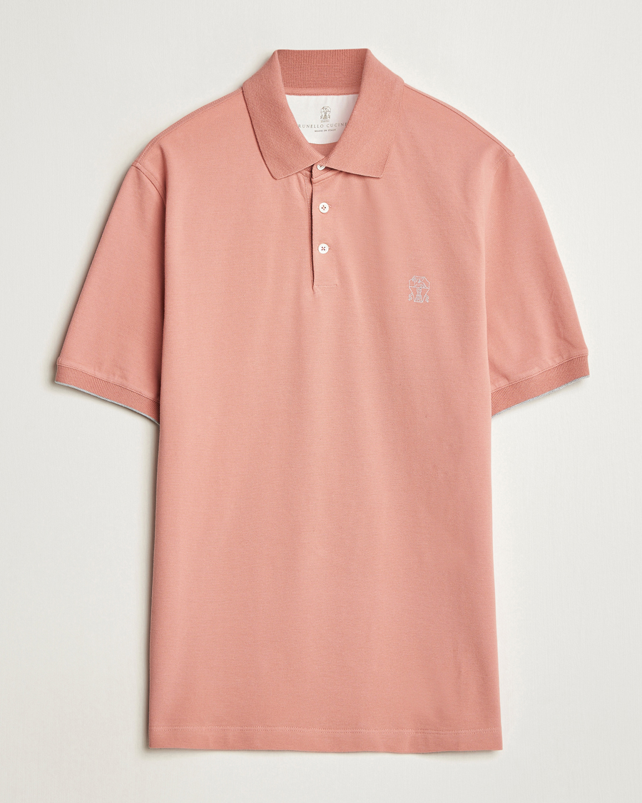 Herr | Pikéer | Brunello Cucinelli | Short Sleeve Logo Polo Dusty Red