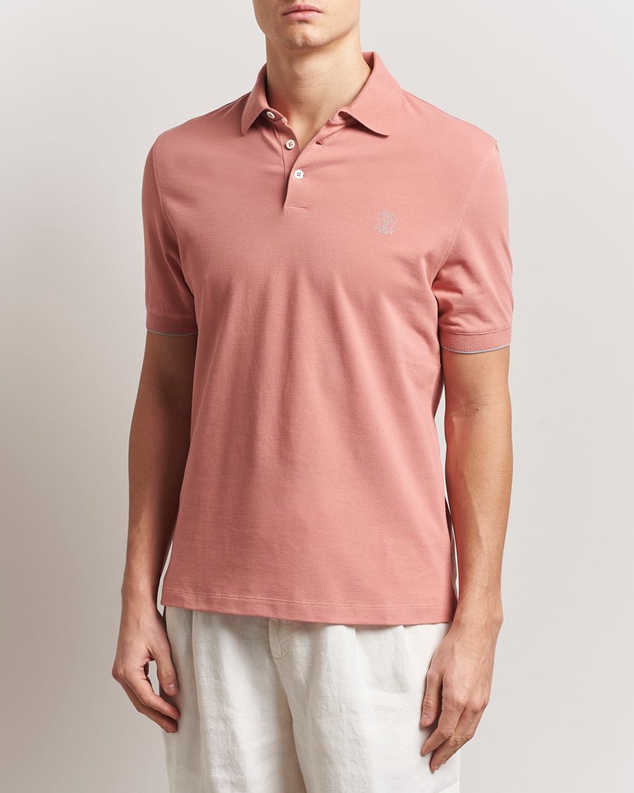 Herr | Pikéer | Brunello Cucinelli | Short Sleeve Logo Polo Dusty Red