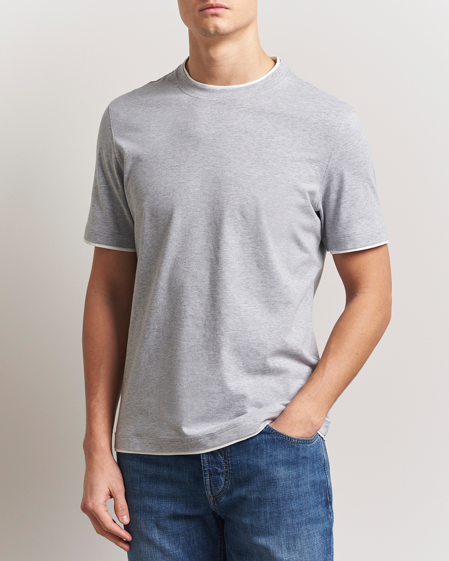 Herr | T-Shirts | Brunello Cucinelli | Short Sleeve Contrast T-Shirt Heather Grey