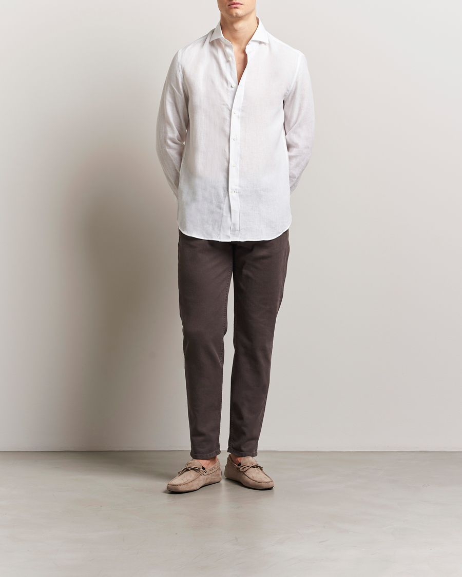 Herr | Skjortor | Brunello Cucinelli | Easy Fit Linen Shirt White