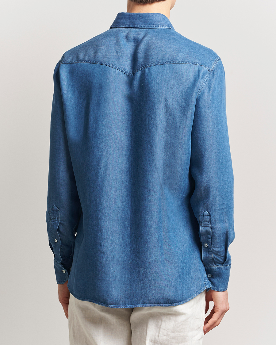 Herr | Skjortor | Brunello Cucinelli | Denim Western Shirt Navy