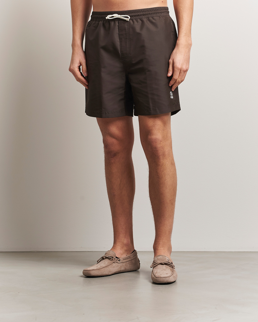 Herr | Badbyxor | Brunello Cucinelli | Nylon Swim Trunks Dark Brown