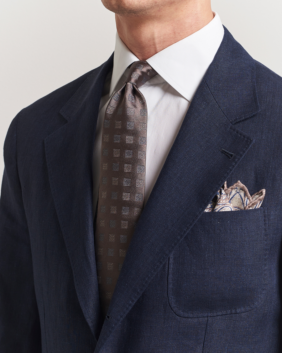 Herr | Slipsar | Brunello Cucinelli | Jacquard Silk Tie Dark Brown
