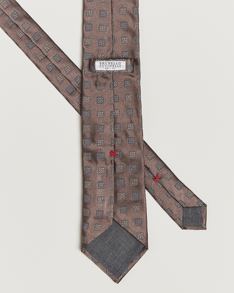 Herr | Slipsar | Brunello Cucinelli | Jacquard Silk Tie Dark Brown
