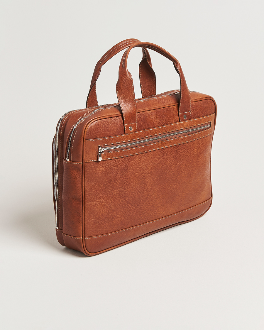 Herr | Väskor | Brunello Cucinelli | Grain Leather Briefcase Cognac