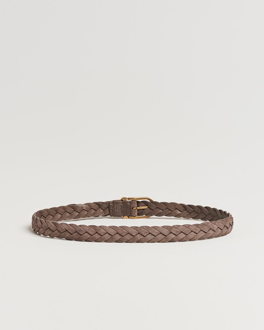Herr | Bälten | Brunello Cucinelli | Braided Belt Brown Suede
