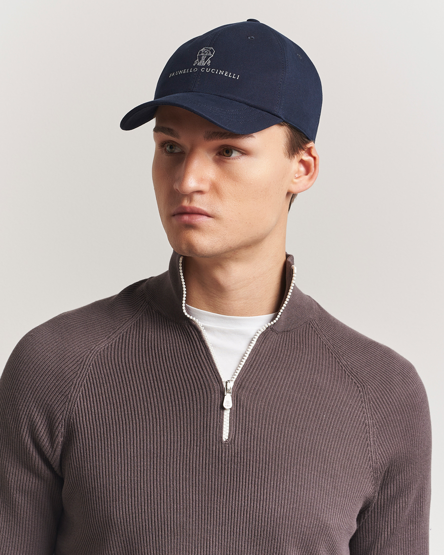 Herr | Hattar & kepsar | Brunello Cucinelli | Twill Cotton Baseball Cap Navy