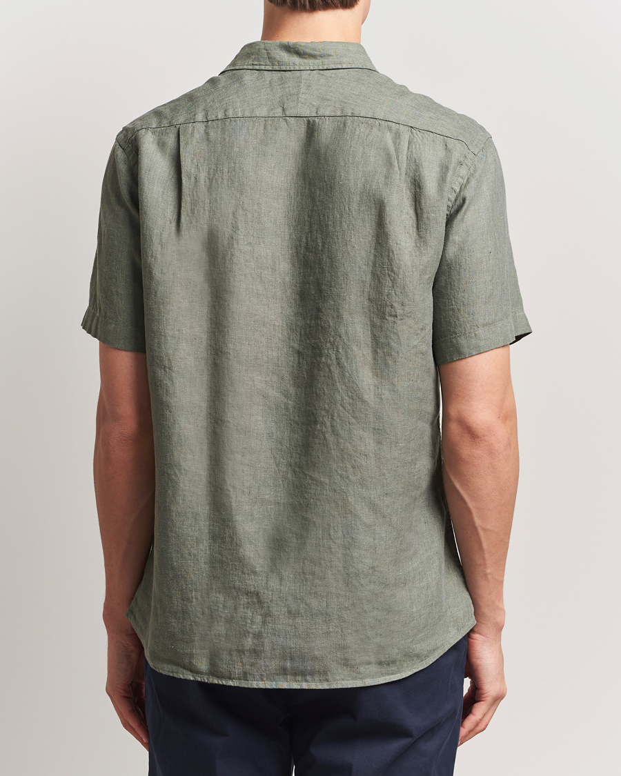 Herr | Skjortor | Charles Tyrwhitt | Pure Linen Short Sleeve Slim Fit Shirt Olive