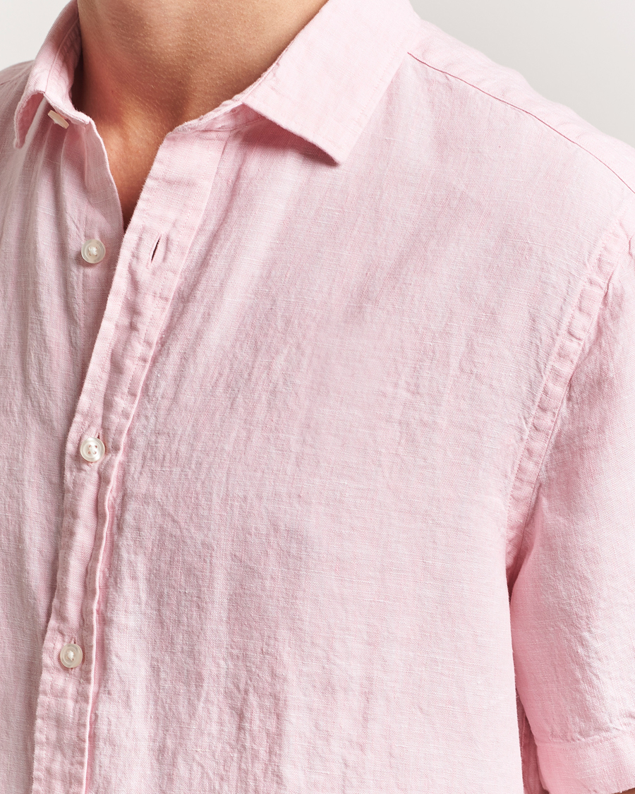 Herr | Skjortor | Charles Tyrwhitt | Pure Linen Short Sleeve Slim Fit Shirt Pink