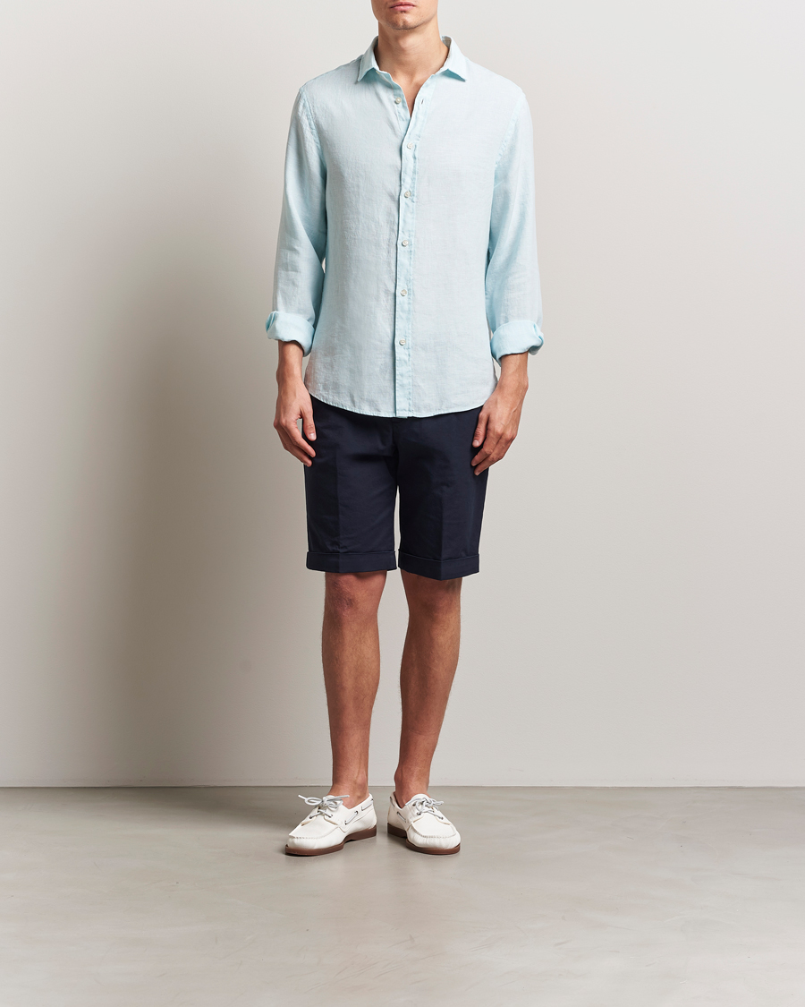 Herr | Skjortor | Charles Tyrwhitt | Pure Linen Slim Fit Shirt Aqua