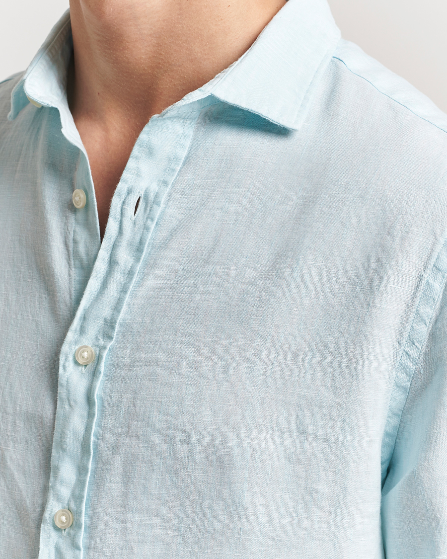 Herr | Skjortor | Charles Tyrwhitt | Pure Linen Slim Fit Shirt Aqua