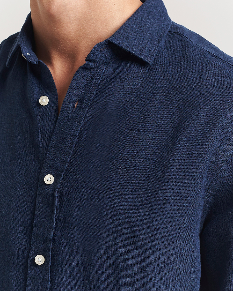 Herr | Skjortor | Charles Tyrwhitt | Pure Linen Slim Fit Shirt Navy