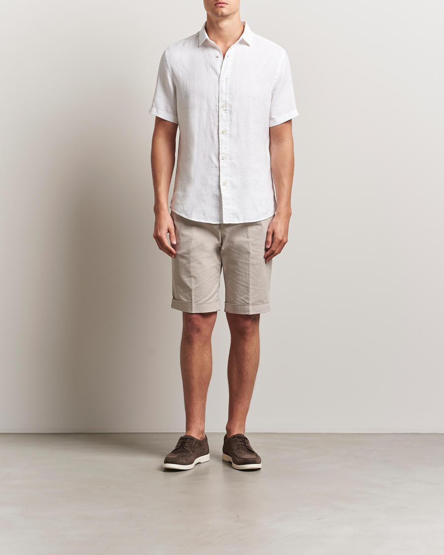 Herr | Skjortor | Charles Tyrwhitt | Pure Linen Short Sleeve Slim Fit Shirt White
