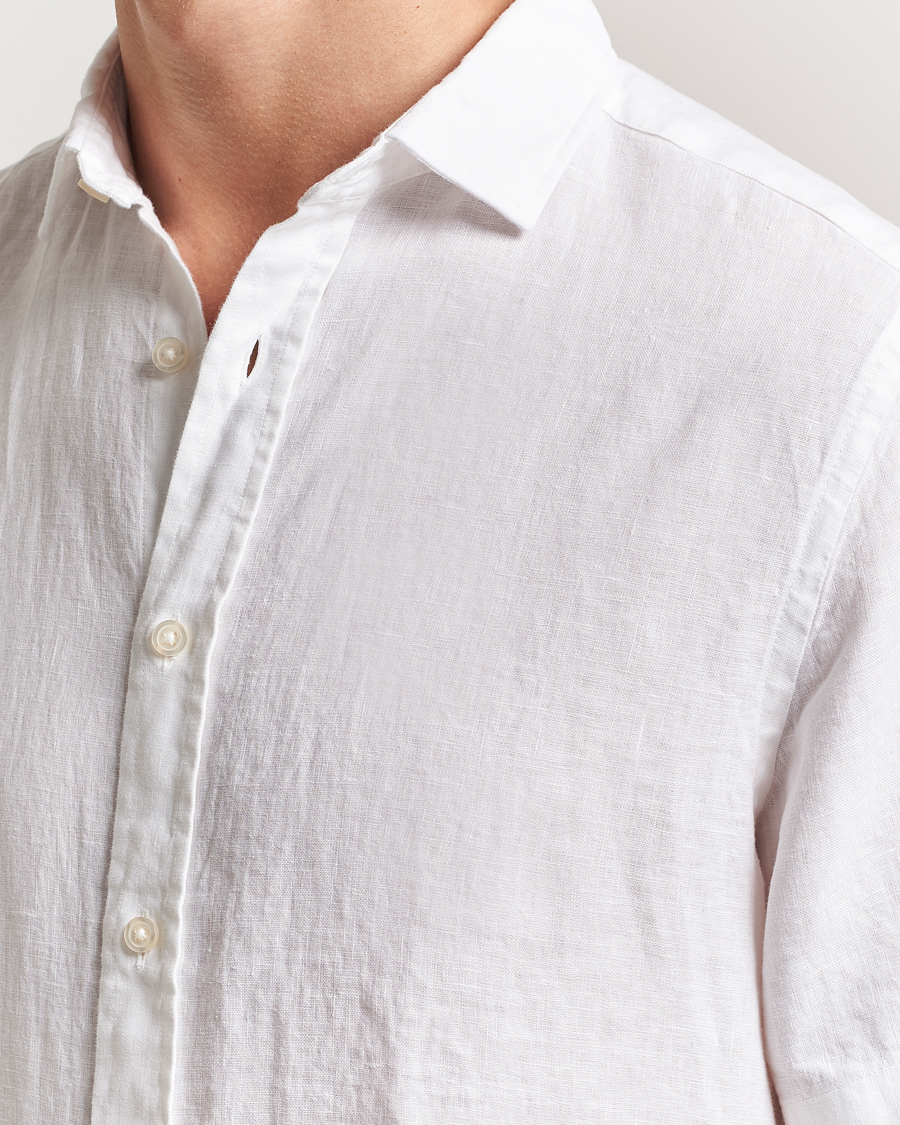 Herr | Skjortor | Charles Tyrwhitt | Pure Linen Short Sleeve Slim Fit Shirt White