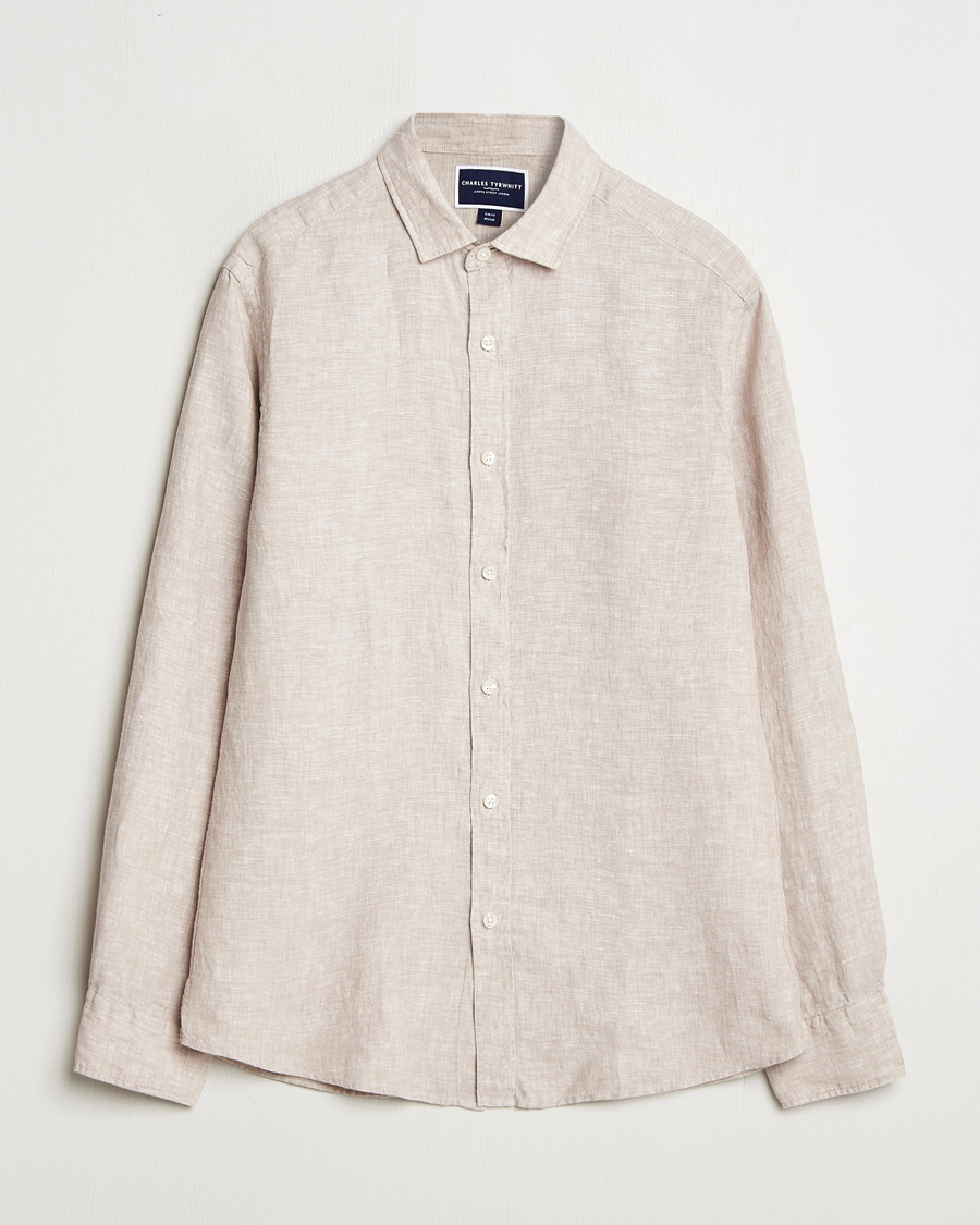 Herr | Skjortor | Charles Tyrwhitt | Pure Linen Slim Fit Shirt Oatmeal