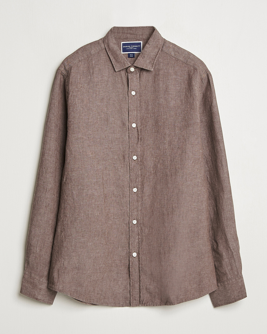 Herr | Skjortor | Charles Tyrwhitt | Pure Linen Slim Fit Shirt Mocha