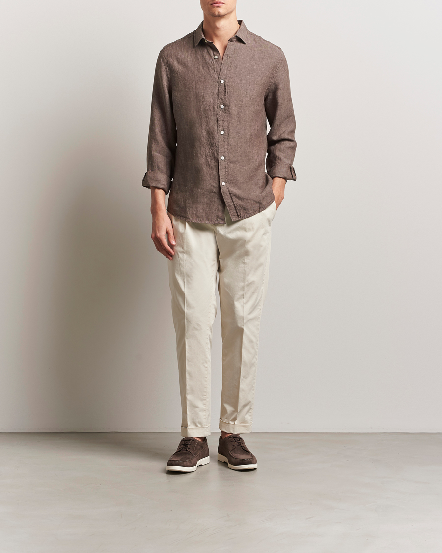 Herr | Skjortor | Charles Tyrwhitt | Pure Linen Slim Fit Shirt Mocha