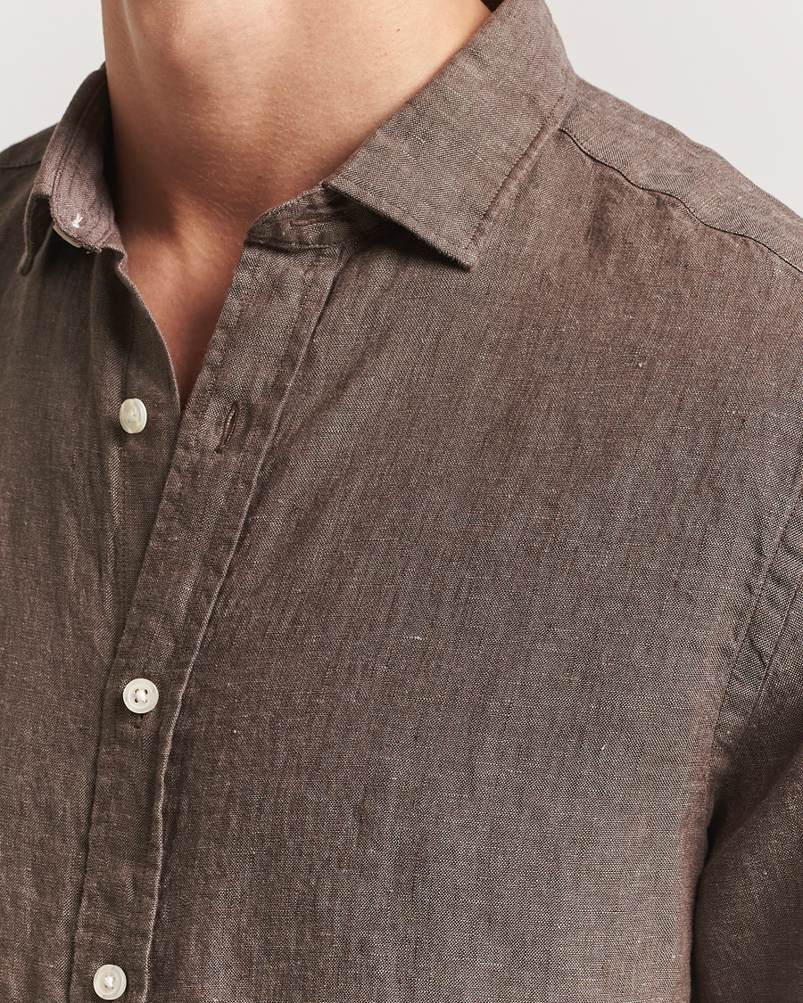 Herr | Skjortor | Charles Tyrwhitt | Pure Linen Slim Fit Shirt Mocha