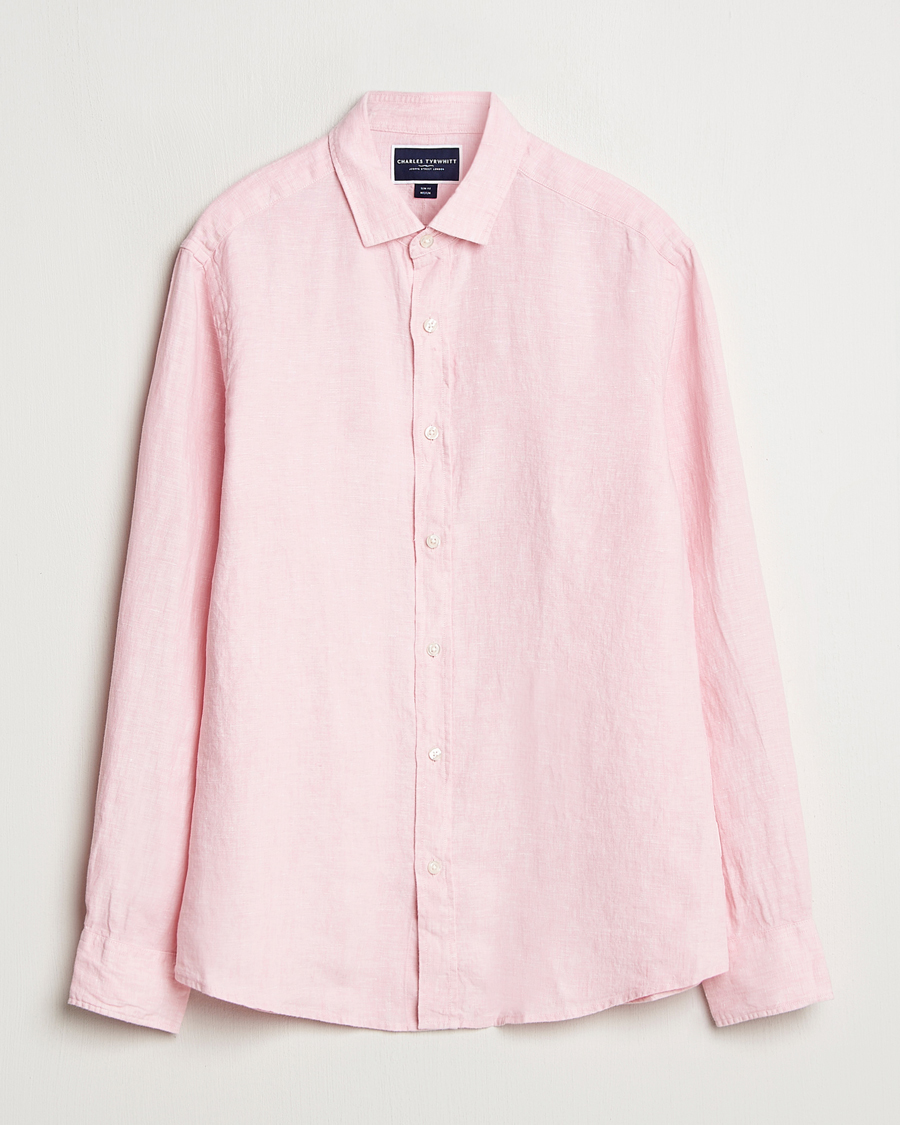 Herr | Skjortor | Charles Tyrwhitt | Pure Linen Slim Fit Shirt Pink
