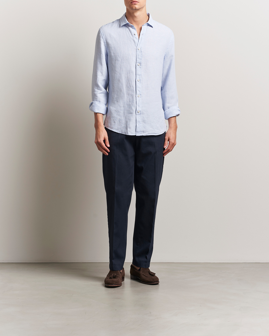 Herr | Skjortor | Charles Tyrwhitt | Pure Linen Slim Fit Shirt Sky Blue
