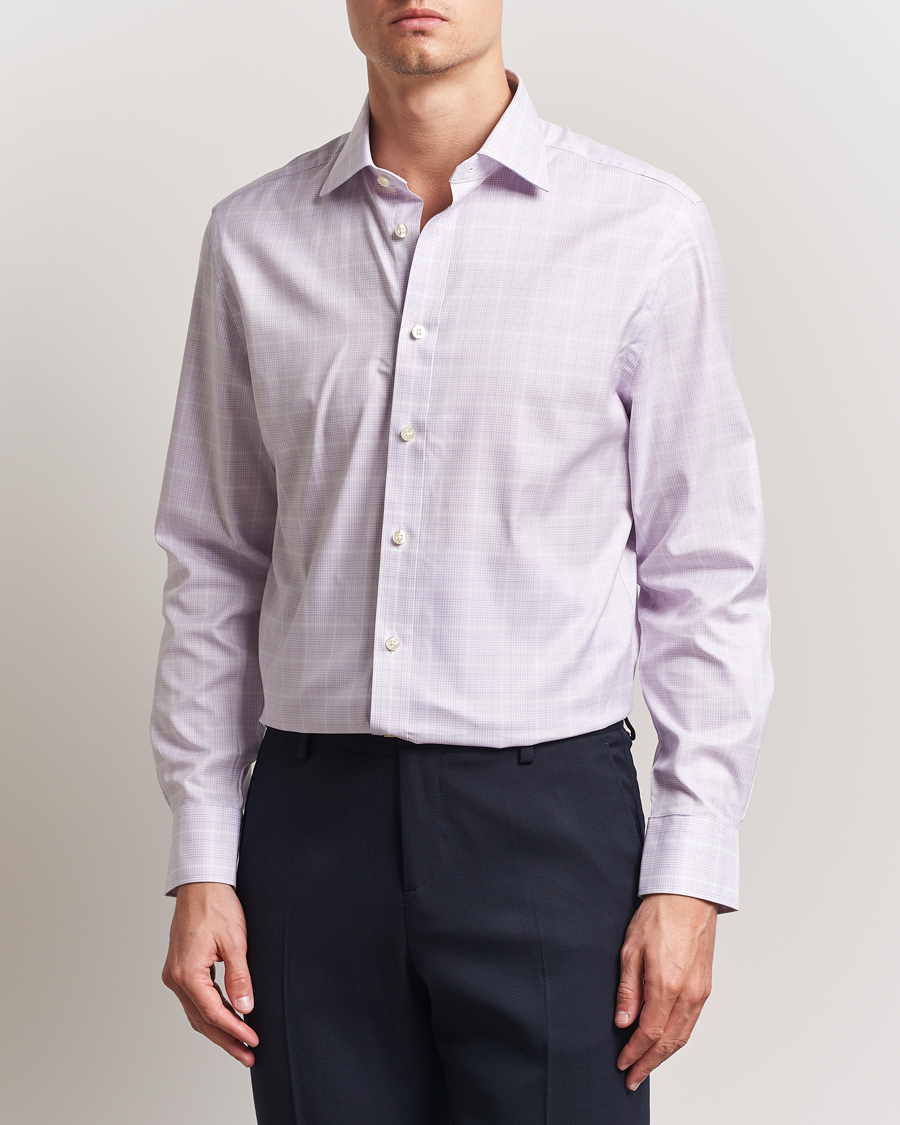 Herr | Skjortor | Charles Tyrwhitt | Egyptian Cotton Pow Check Shirt Lavender