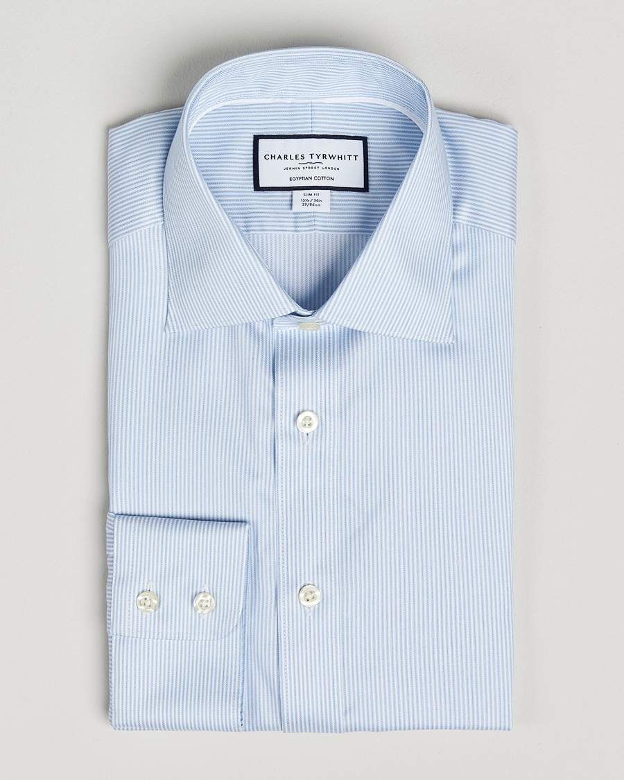 Herr | Skjortor | Charles Tyrwhitt | Egyptian Cotton Fine Stripe Shirt Cornflower