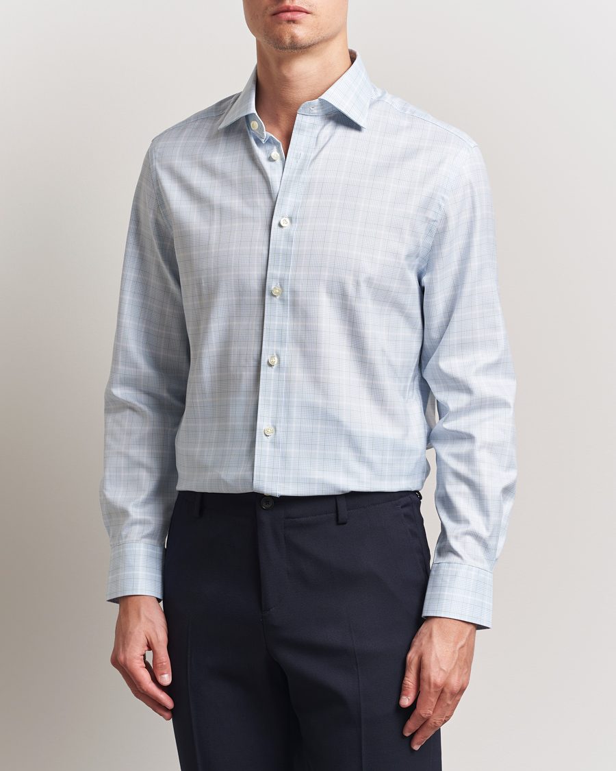 Herr | Skjortor | Charles Tyrwhitt | Egyptian Cotton Pow Check Shirt Green/Blue