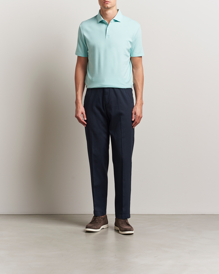Herr | Pikéer | Charles Tyrwhitt | Short Sleeve Cotton Pique Polo Aqua