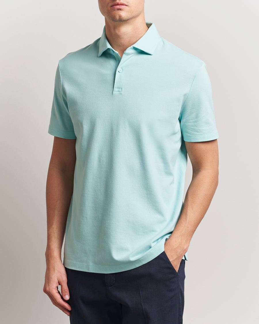 Herr | Pikéer | Charles Tyrwhitt | Short Sleeve Cotton Pique Polo Aqua