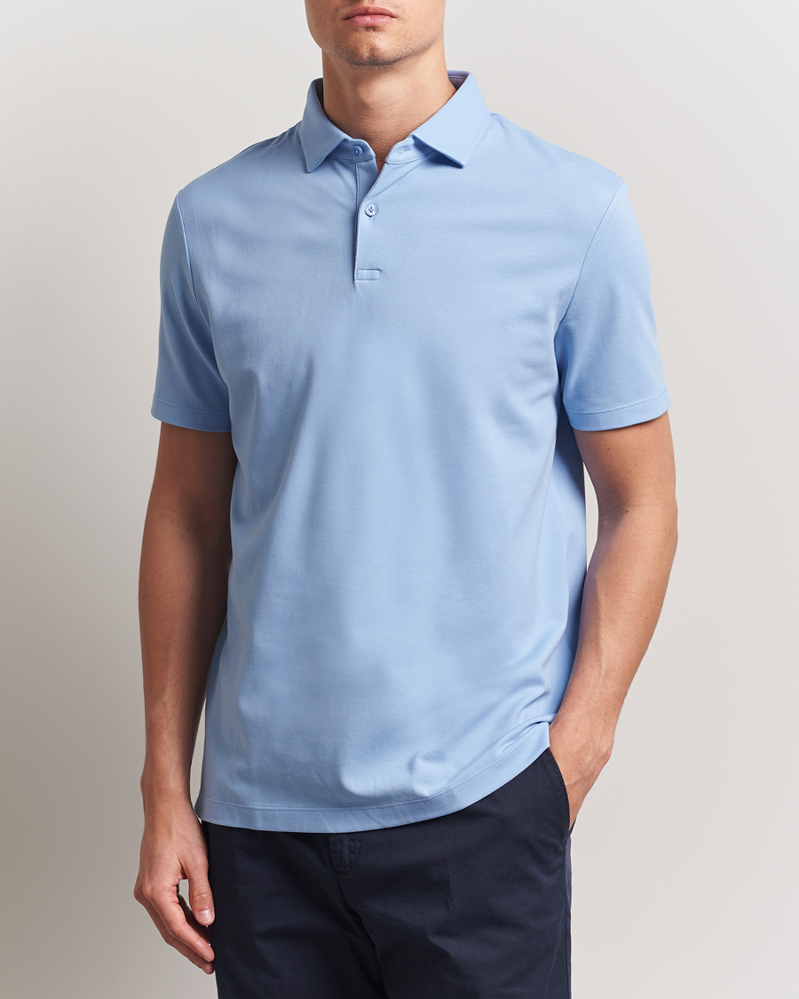 Herr | Pikéer | Charles Tyrwhitt | Short Sleeve Cotton Pique Polo Cornflower Blue