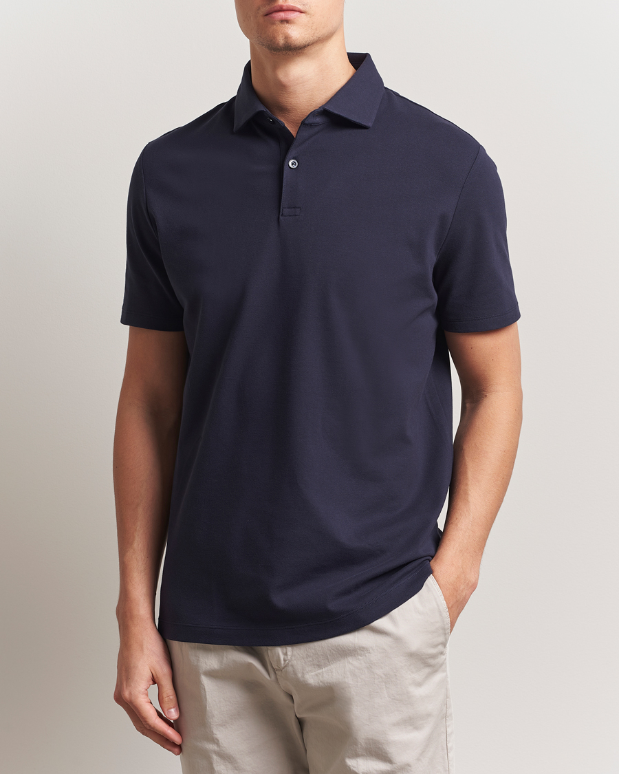 Herr | Pikéer | Charles Tyrwhitt | Short Sleeve Cotton Pique Polo Navy