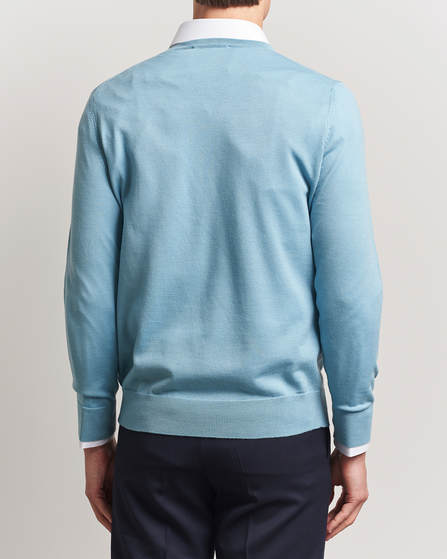 Herr | Tröjor | Charles Tyrwhitt | Pure Merino V-Neck Jumper Aqua Green