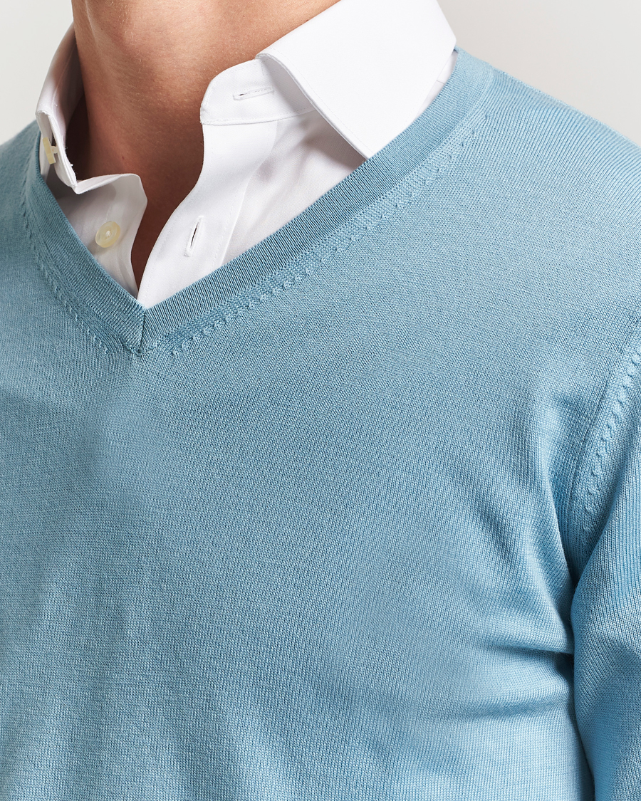 Herr | Tröjor | Charles Tyrwhitt | Pure Merino V-Neck Jumper Aqua Green