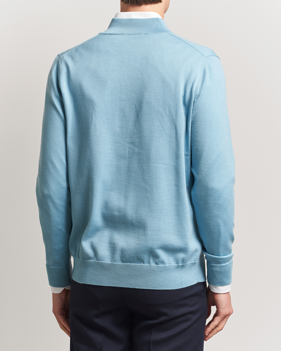 Herr | Tröjor | Charles Tyrwhitt | Pure Merino Zip Neck Jumper Aqua Green