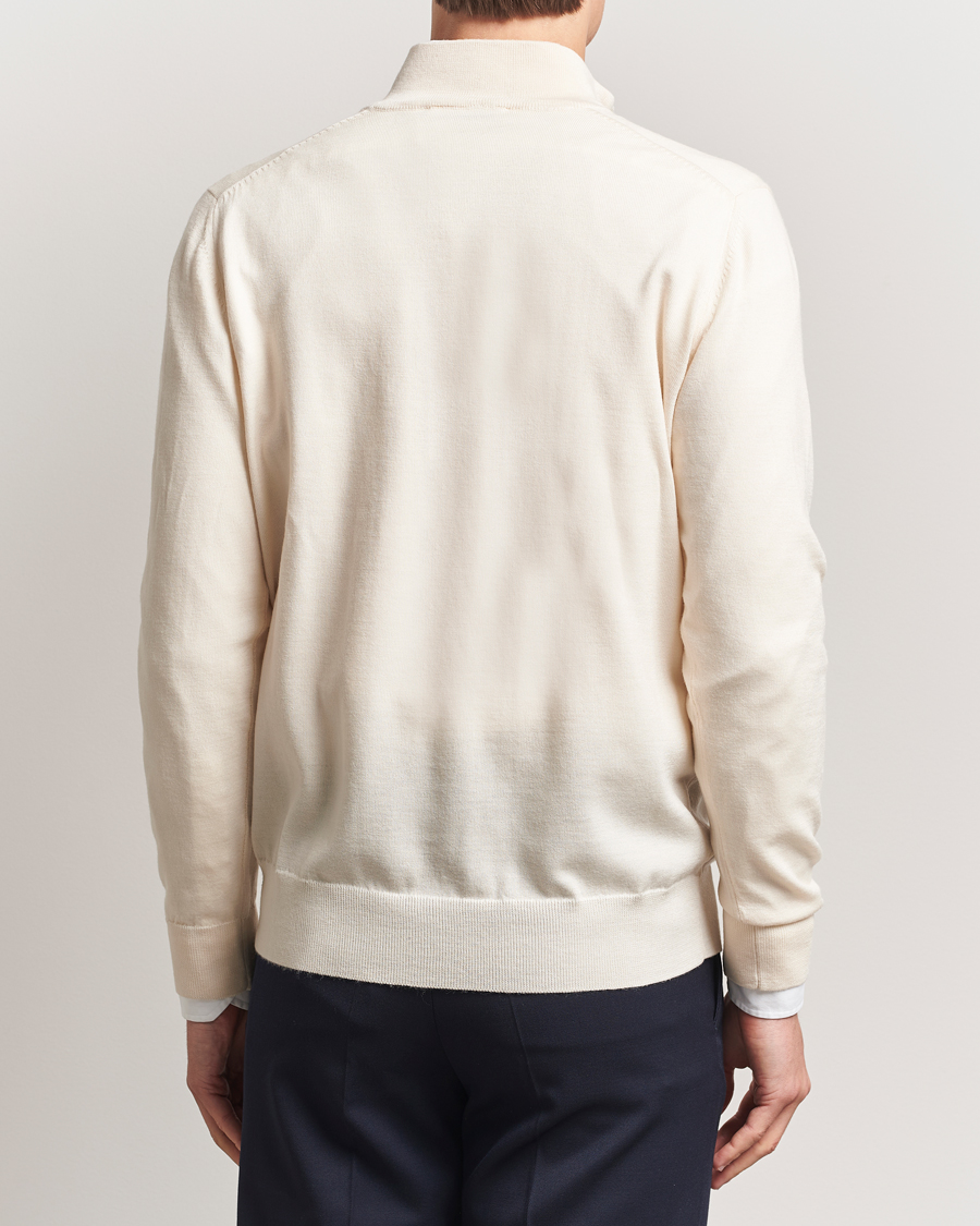 Herr | Tröjor | Charles Tyrwhitt | Pure Merino Zip Neck Jumper Cream