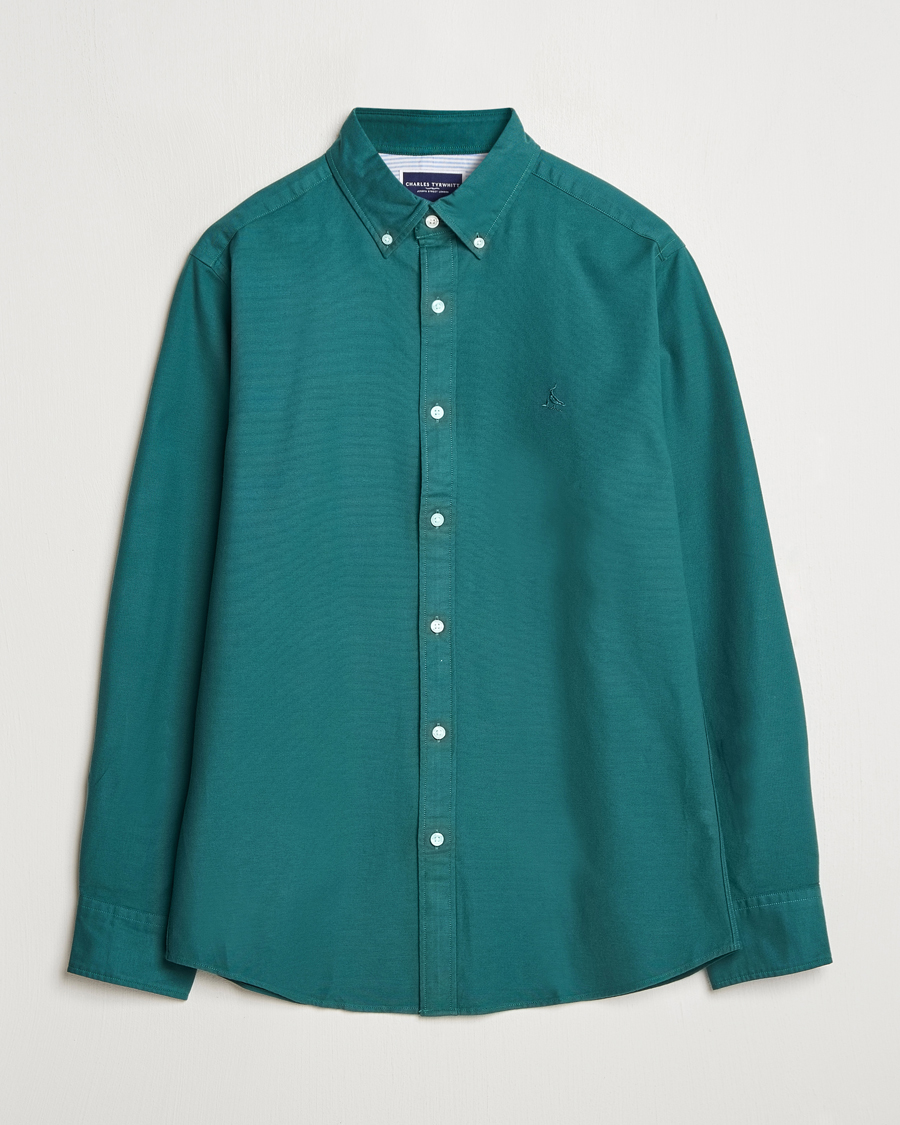 Herr | Skjortor | Charles Tyrwhitt | Button Down Stretch Oxford Shirt Teal Green
