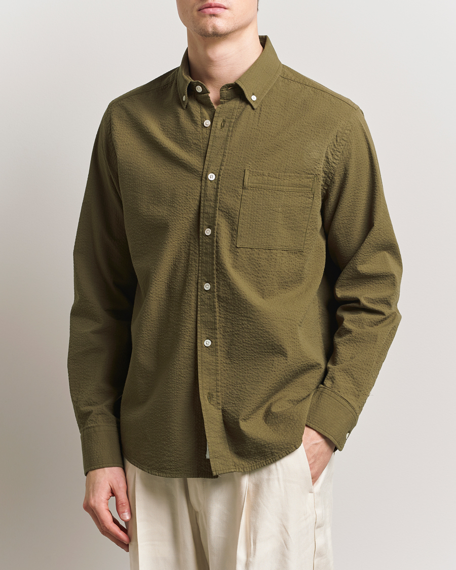 Herr | Skjortor | Forét | Hornet Seersucker Shirt Army