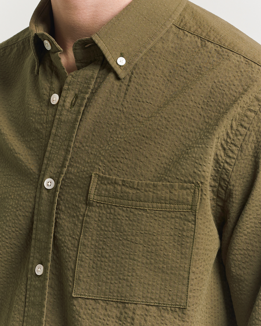 Herr | Skjortor | Forét | Hornet Seersucker Shirt Army