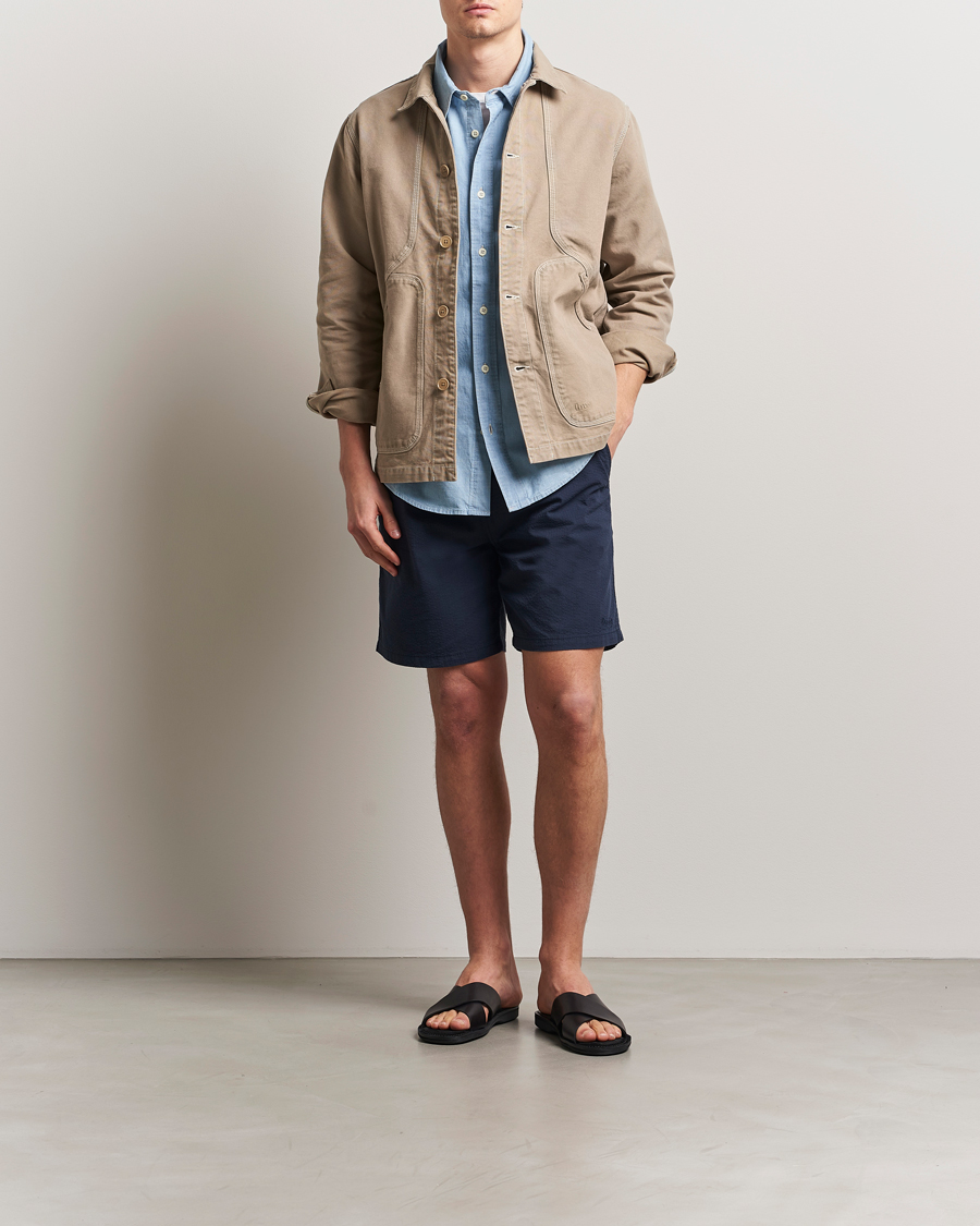 Herr | Shorts | Forét | Hush Seersucker Shorts Navy