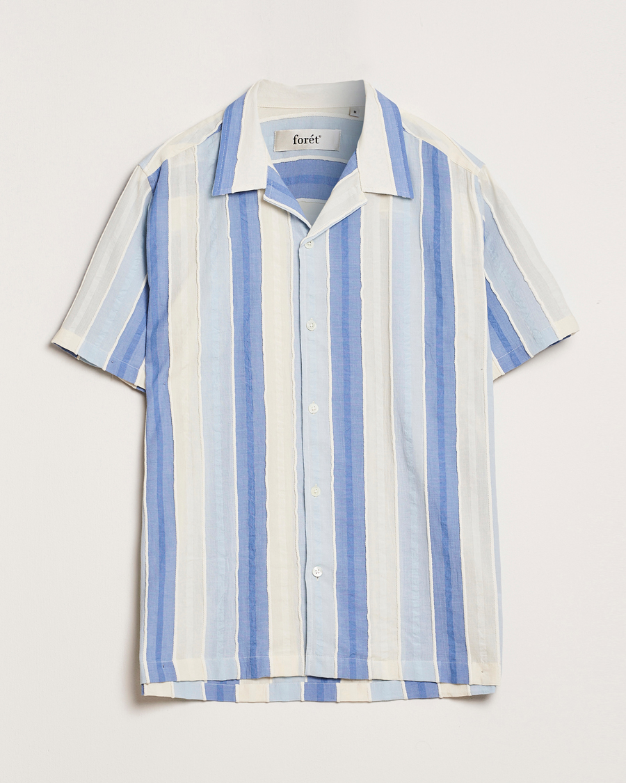 Herr | Skjortor | Forét | Peer Jaquard Short Sleeve Shirt Blue