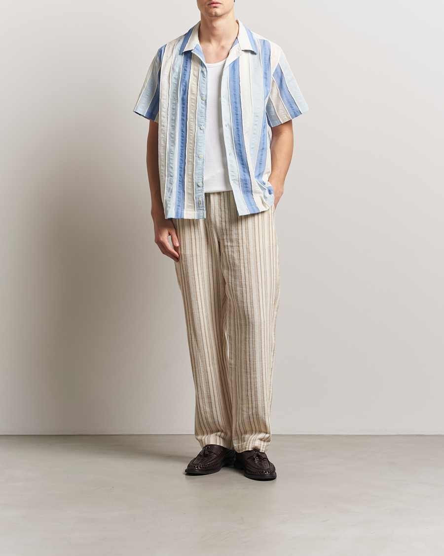 Herr | Skjortor | Forét | Peer Jaquard Short Sleeve Shirt Blue