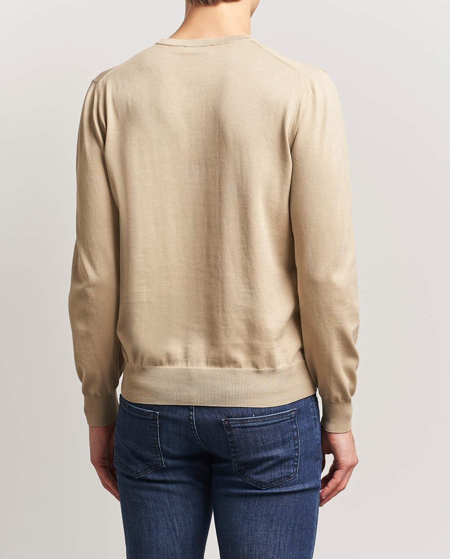 Herr | Tröjor | Canali | Cotton Crew Neck Pullover Beige