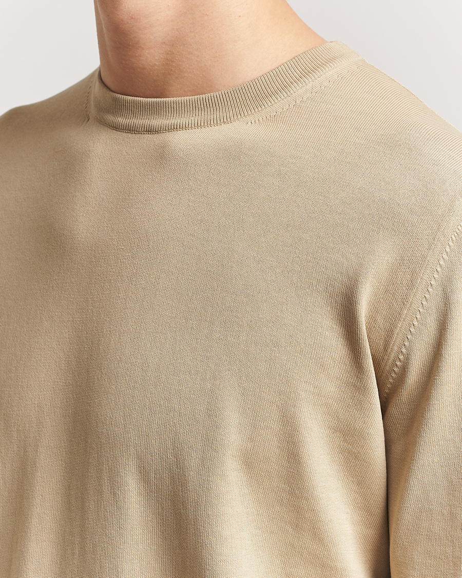 Herr | Tröjor | Canali | Cotton Crew Neck Pullover Beige