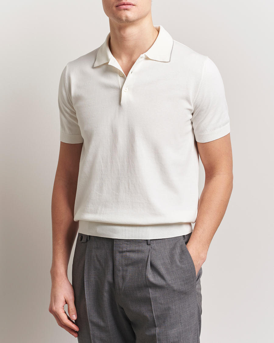 Herr | Pikéer | Canali | Contrast Short Sleeve Polo White