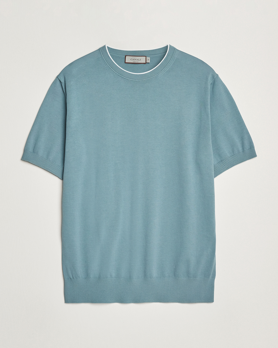 Herr | T-Shirts | Canali | Contrast Short Sleeve T-Shirt Teal