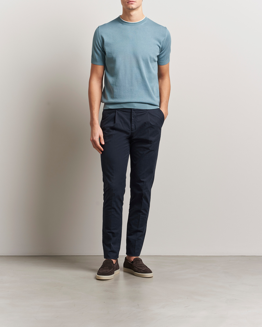 Herr | T-Shirts | Canali | Contrast Short Sleeve T-Shirt Teal